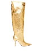 Matchesfashion.com Wandler - Lina Point-toe Knee-high Leather Boots - Womens - Gold