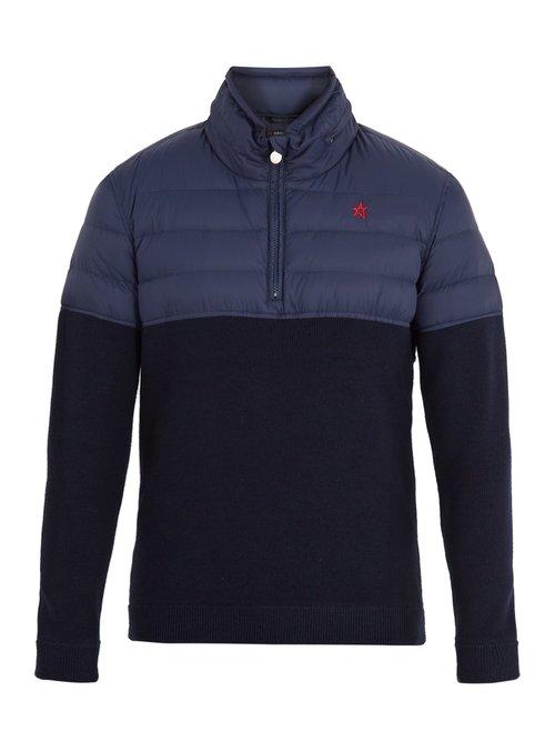 Matchesfashion.com Perfect Moment - Apres Half Zip Nylon And Wool Sweater - Mens - Navy