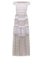 Matchesfashion.com Peter Pilotto - Gaze Off The Shoulder Smocked Dress - Womens - White Black