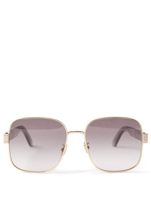 Dior - S5u Square Metal Sunglasses - Womens - Grey Gold