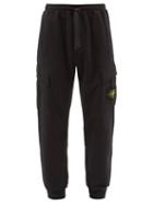 Stone Island - Logo-patch Cotton-jersey Cargo Track Pants - Mens - Black
