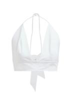 Matchesfashion.com Kalita - Plato Halterneck Cotton Crop Top - Womens - White