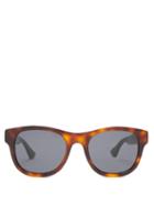 Matchesfashion.com Gucci - Web Striped Round Acetate Sunglasses - Mens - Tortoiseshell
