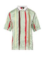 Matchesfashion.com Y/project - Striped Insert Silk Polo Shirt - Mens - Light Green