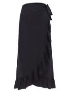 Matchesfashion.com Melissa Odabash - Danni Ruffled Wrapped Midi Skirt - Womens - Black