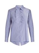 Brunello Cucinelli Ruffled-bib Pinstriped Cotton Shirt