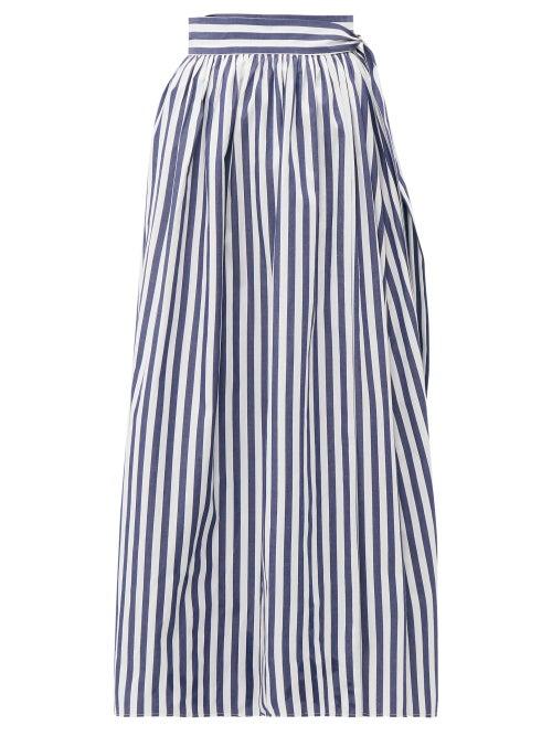 Matchesfashion.com Mara Hoffman - Katrine Striped Organic Cotton Midi Wrap Skirt - Womens - Blue Stripe