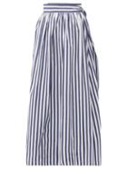 Matchesfashion.com Mara Hoffman - Katrine Striped Organic Cotton Midi Wrap Skirt - Womens - Blue Stripe