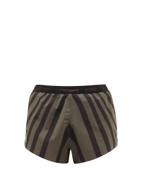 Soar - Marathon 2.0 Striped Running Shorts - Mens - Black Brown