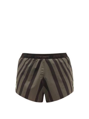 Soar - Marathon 2.0 Striped Running Shorts - Mens - Black Brown