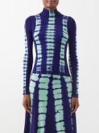 Proenza Schouler - Drapey Tie-dye Knitted Top - Womens - Blue Print