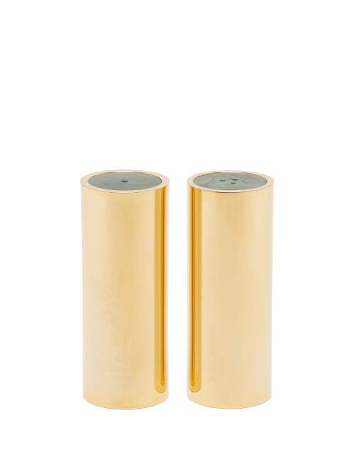 Matchesfashion.com Aerin - Lucas Jade-top Salt And Pepper Shakers - Gold