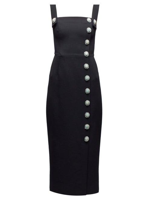 Matchesfashion.com Dolce & Gabbana - Crystal Embellished Buttoned Dress - Womens - Black