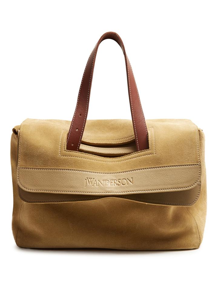 Jw Anderson Tool Leather-trimmed Suede Tote
