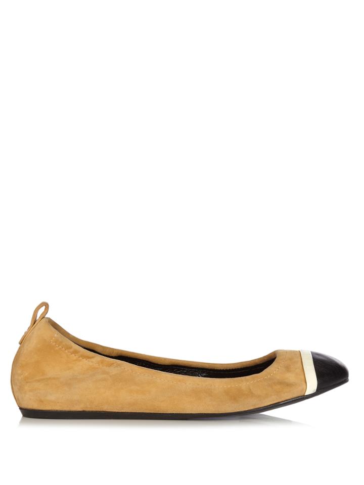 Lanvin Capped-toe Suede Flats