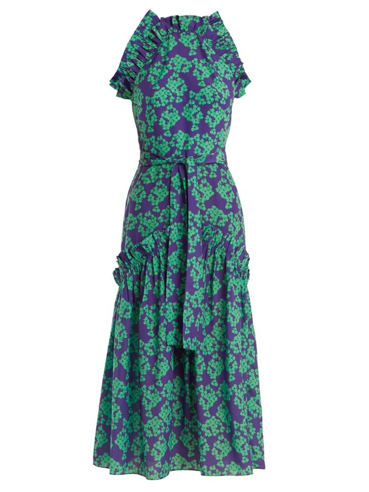 Borgo De Nor Dora Bouquet-print Ruffle-trimmed Crepe Dress