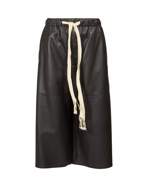 Matchesfashion.com Loewe - Drawstring Leather Culottes - Womens - Black