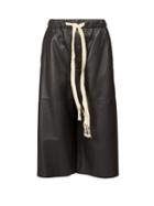 Matchesfashion.com Loewe - Drawstring Leather Culottes - Womens - Black