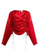 Matchesfashion.com Hillier Bartley - Ruched Silk Satin Blouse - Womens - Red
