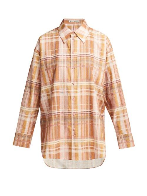 Matchesfashion.com Acne Studios - Checked Cotton Shirt - Womens - Light Pink