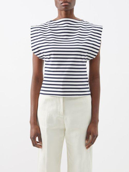Matteau - Breton-stripe Cotton-jersey T-shirt - Womens - Navy White