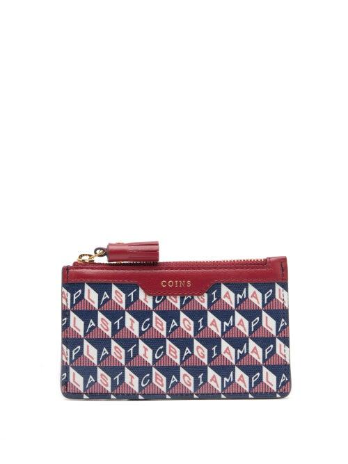 Matchesfashion.com Anya Hindmarch - I Am A Plastic Bag Printed-canvas Cardholder - Womens - Navy Multi