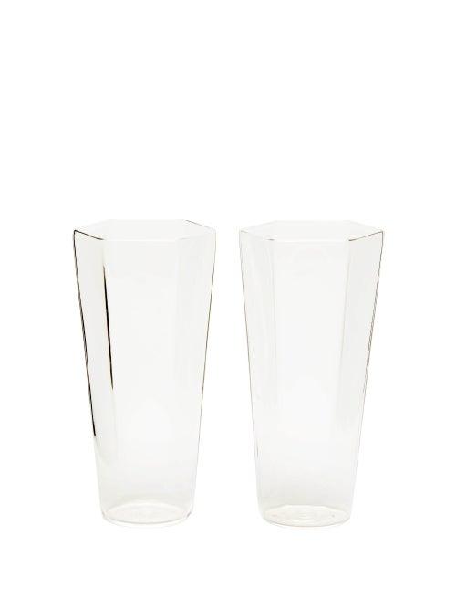 Matchesfashion.com R+d.lab - Set Of Two Nina Bevanda Hexagon Glasses - Clear