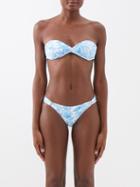 Melissa Odabash - Martinique Floral-print Bandeau Bikini Top - Womens - Blue White