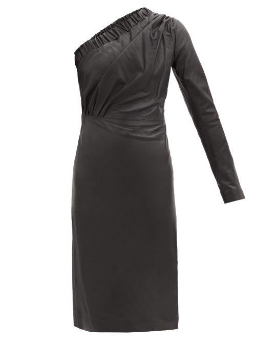 Matchesfashion.com Dodo Bar Or - Gorgiee Asymmetric One-shoulder Leather Dress - Womens - Black
