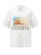 Matchesfashion.com Valentino - Colosseum-print Cotton-poplin Shirt - Mens - White