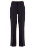 Matchesfashion.com Gucci - High Rise Flared Cropped Stretch Cady Trousers - Womens - Navy