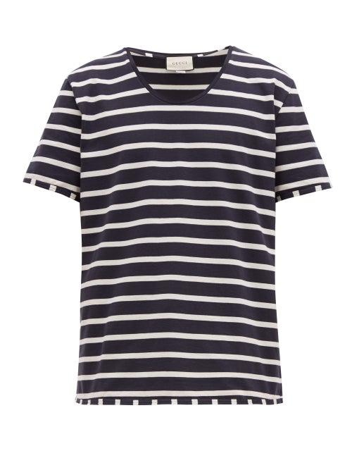 Matchesfashion.com Gucci - Striped Cotton Jersey T Shirt - Mens - Black White