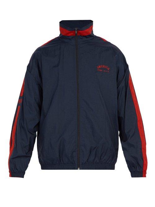 Matchesfashion.com Perry Ellis America - America Embroidered Zip Up Track Jacket - Mens - Navy