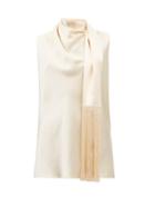 Roksanda - Olesia Scarf-neck Silk-satin Top - Womens - Ivory