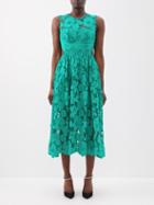 Self-portrait - Guipure-lace Cotton Midi Dress - Womens - Green