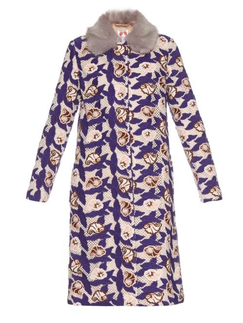 Shrimps Maria Faux-fur Collar Crochet Coat