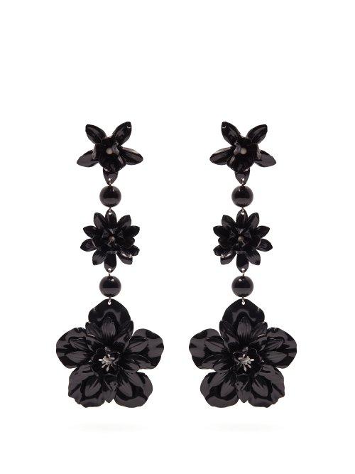 Matchesfashion.com Isabel Marant - Aloha Flower And Bead Embellished Earrings - Womens - Black