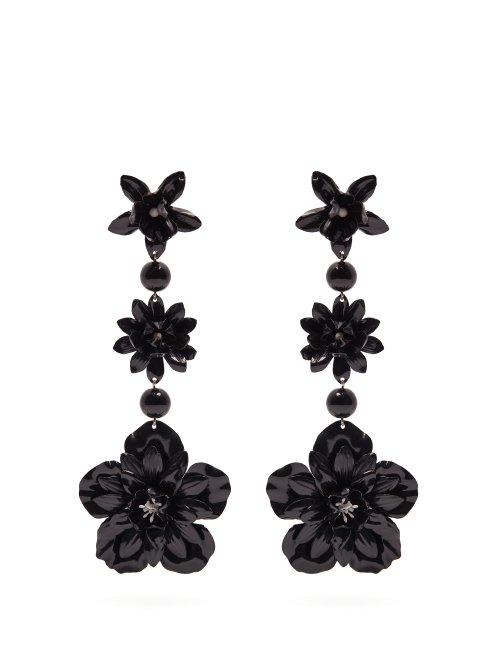Matchesfashion.com Isabel Marant - Aloha Flower And Bead Embellished Earrings - Womens - Black