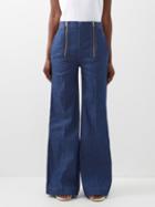 Victoria Beckham - Zip-front High-waist Cotton Flared Jeans - Womens - Denim