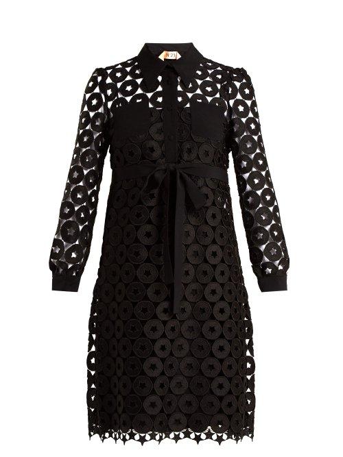 Matchesfashion.com No. 21 - Embroidered Lace Shirtdress - Womens - Black