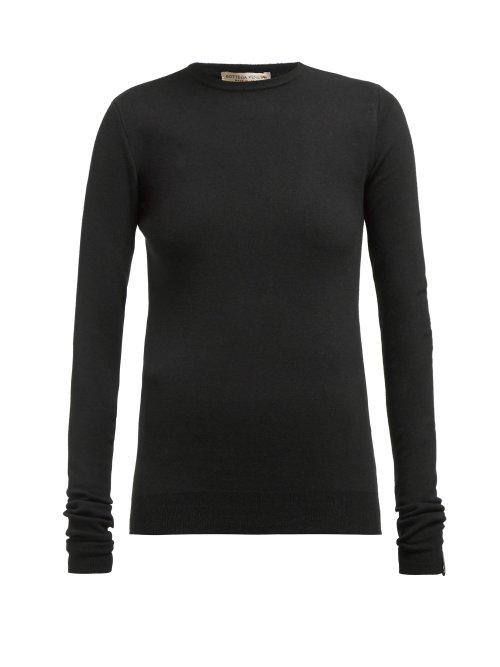 Matchesfashion.com Bottega Veneta - Intrecciato Tab Cashmere Blend Sweater - Womens - Black