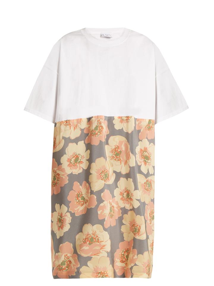 Raey Cotton And Giant Floral-print Silk T-shirt Dress