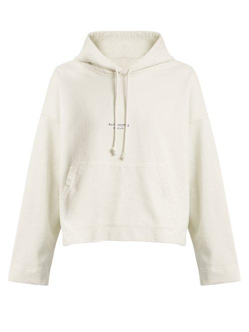 Matchesfashion.com Acne Studios - Hooded Logo Print Cotton Jersey Sweater - Womens - White