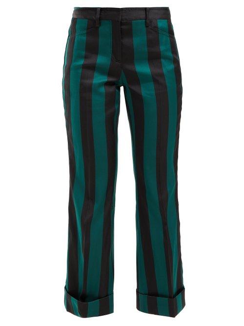 Matchesfashion.com No. 21 - Striped Kick Flare Crepe Trousers - Womens - Black Multi