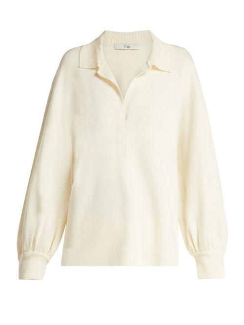 Matchesfashion.com Tibi - Merino Wool Polo Sweater - Womens - Ivory