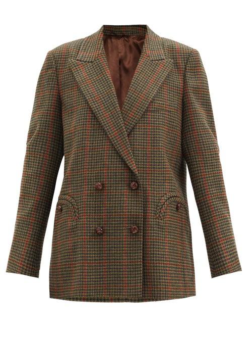 Matchesfashion.com Blaz Milano - Drum Beat Checked Wool-twill Suit Jacket - Womens - Green Multi