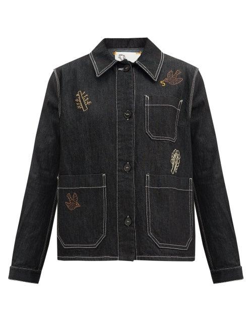 Matchesfashion.com Ssone X Ressone - Craft Hand-embroidered Denim Jacket - Womens - Black