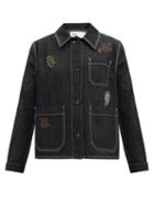 Matchesfashion.com Ssone X Ressone - Craft Hand-embroidered Denim Jacket - Womens - Black