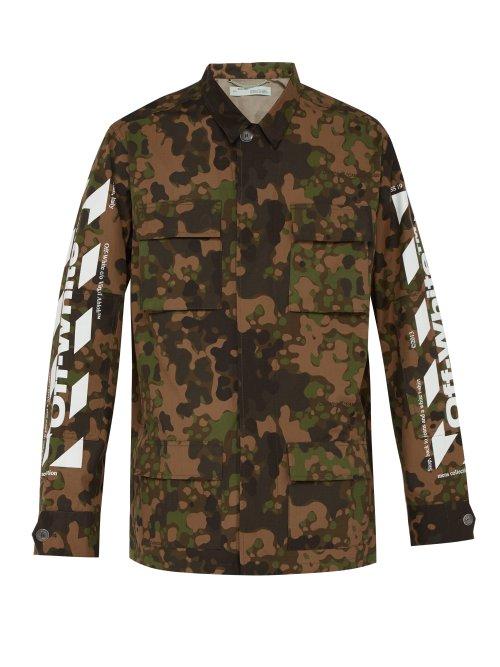 Matchesfashion.com Off-white - Camouflage Print Cotton Field Jacket - Mens - Green