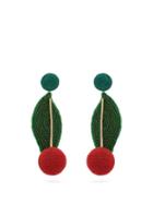 Matchesfashion.com Rebecca De Ravenel - Cherry Oh Baby Drop Earrings - Womens - Green Red